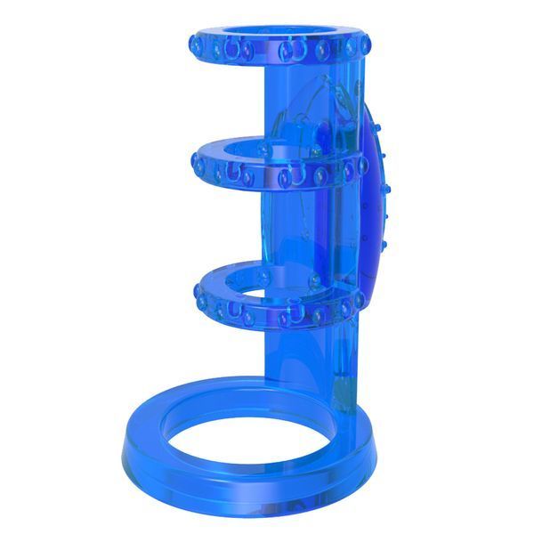 Nozzle with vibration Chisa Get Lock Vibrating Cock Cage and erection rings, blue
