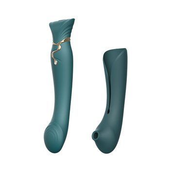 Zalo 3w1 Smart Vibrator &mdash; Queen Jewel, pulsująca perła i pr&oacute;żnia, kryształ Swarovskiego, Green