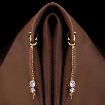 UPKO Non-pierced Jewelry Snowman with Rhinestone, Gold