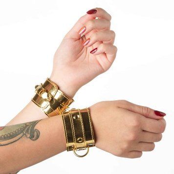 Handcuffs for BDSM (without coupling) DS Fetish lacquered gold