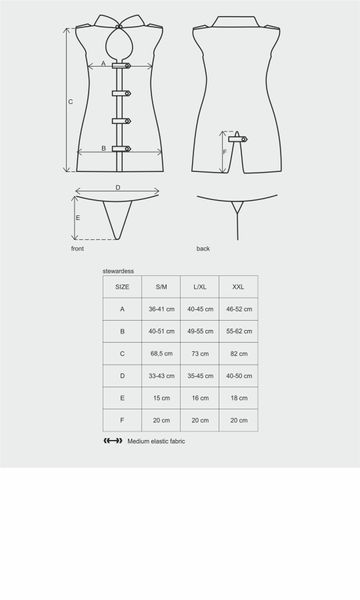 Эротический костюм стюардессы Obsessive Stewardess 3 pcs costume, платье, стринги, п SO7308 фото