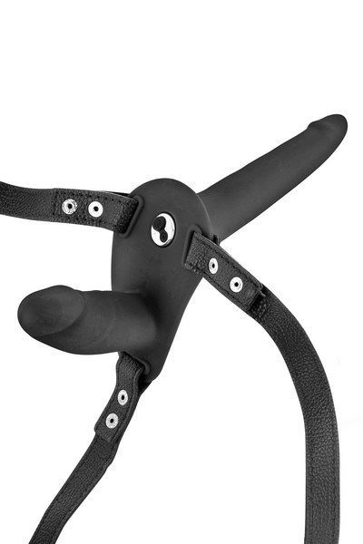 Подвійний страпон з вібрацією Fetish Tentation Vibrating Strap-On with Double Dildo Black SO3748 SafeYourLove