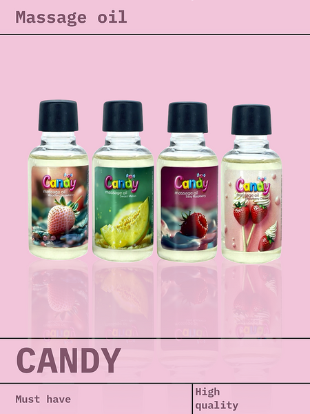 Candy massage oil with Strawberry and Cream scent, 50 ml