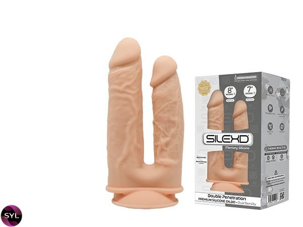 Фалоімітатор подвійний SilexD Double Gusto Flesh (Model 1 size 8" & 7"), двошаровий, силікон + Silex SO5966 SafeYourLove