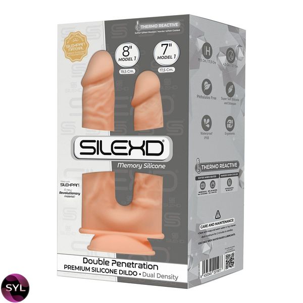 Фалоімітатор подвійний SilexD Double Gusto Flesh (Model 1 size 8" & 7"), двошаровий, силікон + Silex SO5966 SafeYourLove