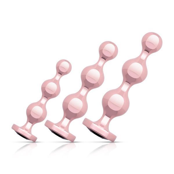 Набор анальных игрушек Rosy Gold - Metal Butt Plug Set 3 Pieces SX3070 фото