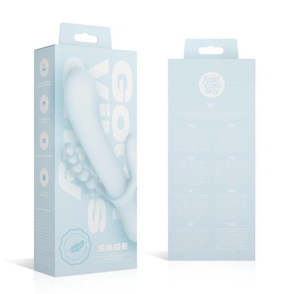 Вибратор-кролик Good Vibes Only - SAGE Triple Stimulation Vibe Soft Silicone - Blue SX3074 фото