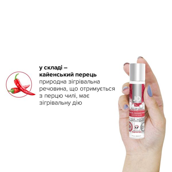 Rozgrzewający żel i lubrykant do masażu System 2 w 1 JO All-in-one Massage Glide - ROZGRZEWANIE (30 ml)