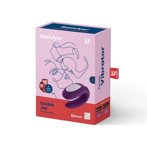 Fioletowy satisfyer Double Joy Smart Couples Wibrator z szerokim stymulatorem łechtaczki