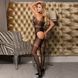Transparent jumpsuit Star Night with decorative weaves and open access, Black