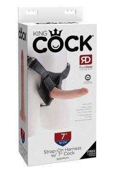 Realistic strapon Pipedream King Cock Strap-On with ring attachment, on panties