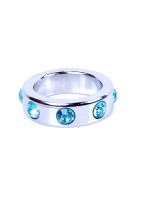 Эрекционное кольцо Boss Series Metal Cock Ring with Light Blue Diamonds Medium 64-00005 фото