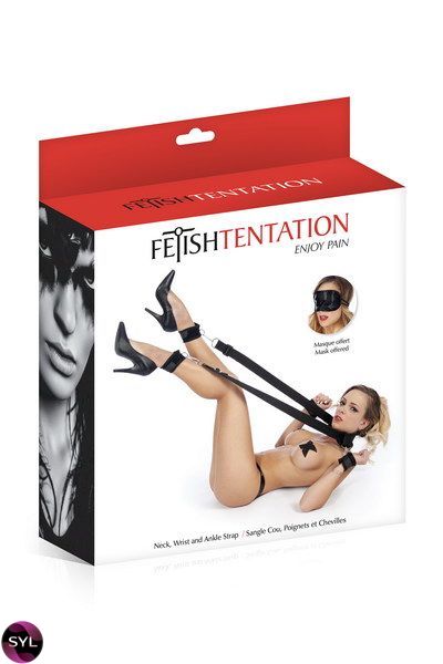 Фіксатори для ніг і рук Fetish Tentation Neck, Wrist and Ankle Strap з маскою на очі SO3741 SafeYourLove