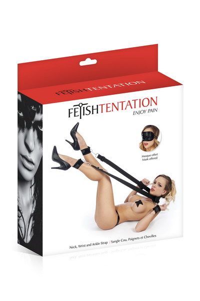 Фиксаторы для ног и рук Fetish Tentation Neck, Wrist and Ankle Strap с маской на глаза SO3741 фото