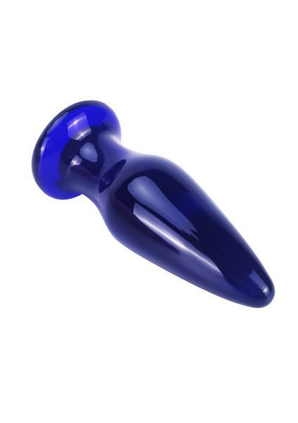 ToyJoy Buttocks stożkowy wibrujący szklany korek analny, niebieski