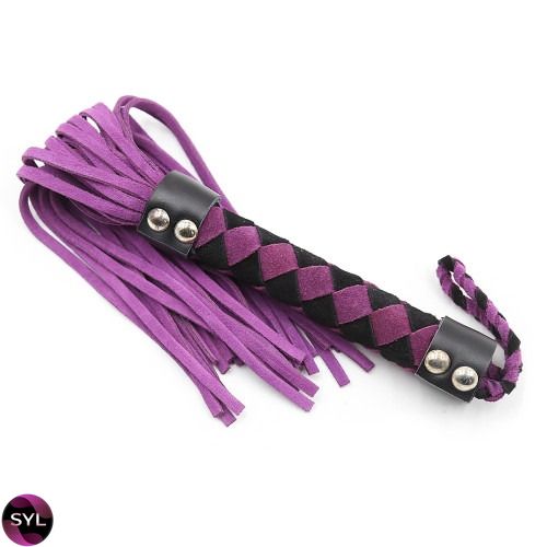 Флогер шкіра leather DS Fetish flogger Purple Black 38 cm 292301045 SafeYourLove