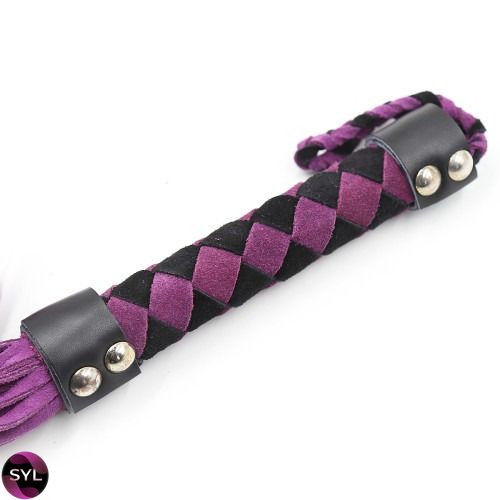 Флогер шкіра leather DS Fetish flogger Purple Black 38 cm 292301045 SafeYourLove