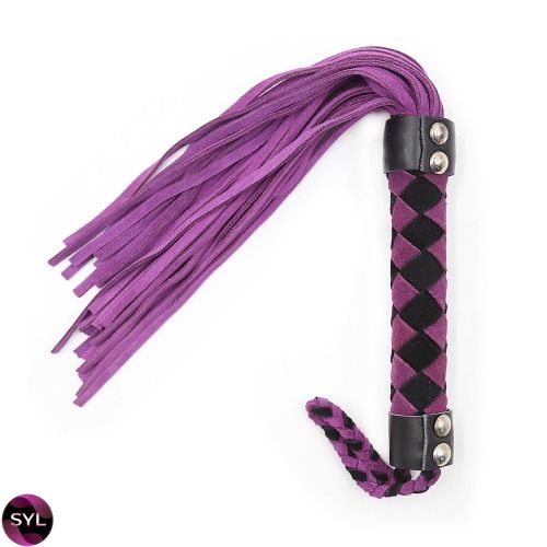 Флогер шкіра leather DS Fetish flogger Purple Black 38 cm 292301045 SafeYourLove