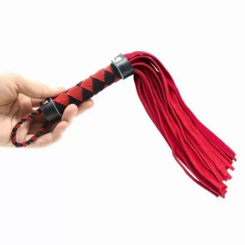 Флоггер DS Fetish Leather flogger M червоно-чорний ромб 38см 292001045 фото