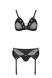 Комплект білизни Passion NESSY SET L/XL black, бюстгальтер, пояс для панчіх, стрінги SO8457 фото 3 Safeyourlove