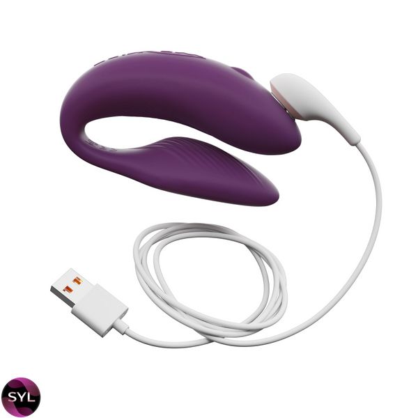 Смарт-вібратор для пар We-Vibe Chorus Purple, сенсорне керування вібраціями стисненням пульта SO6923 SafeYourLove