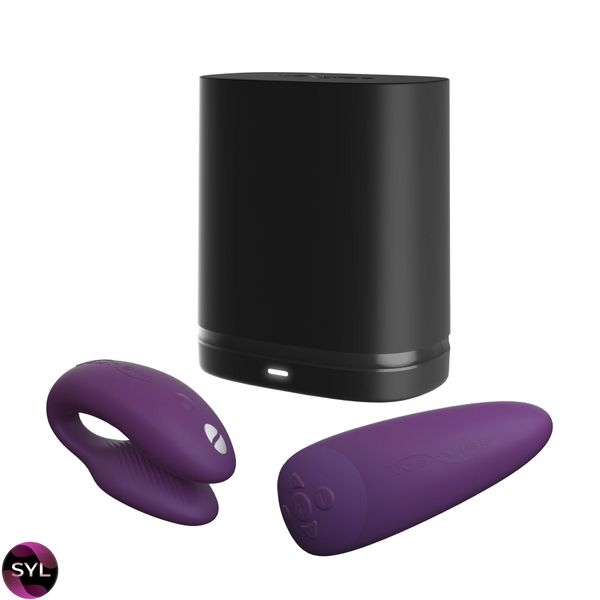 Смарт-вібратор для пар We-Vibe Chorus Purple, сенсорне керування вібраціями стисненням пульта SO6923 SafeYourLove