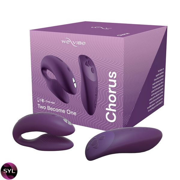 Смарт-вібратор для пар We-Vibe Chorus Purple, сенсорне керування вібраціями стисненням пульта SO6923 SafeYourLove