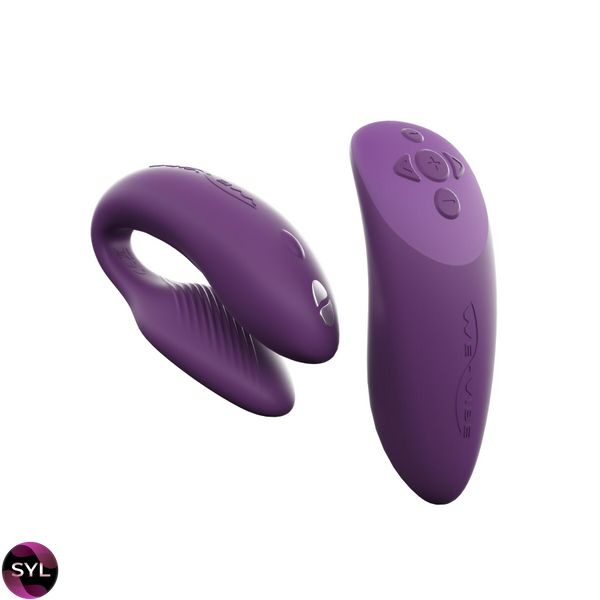 Смарт-вібратор для пар We-Vibe Chorus Purple, сенсорне керування вібраціями стисненням пульта SO6923 SafeYourLove