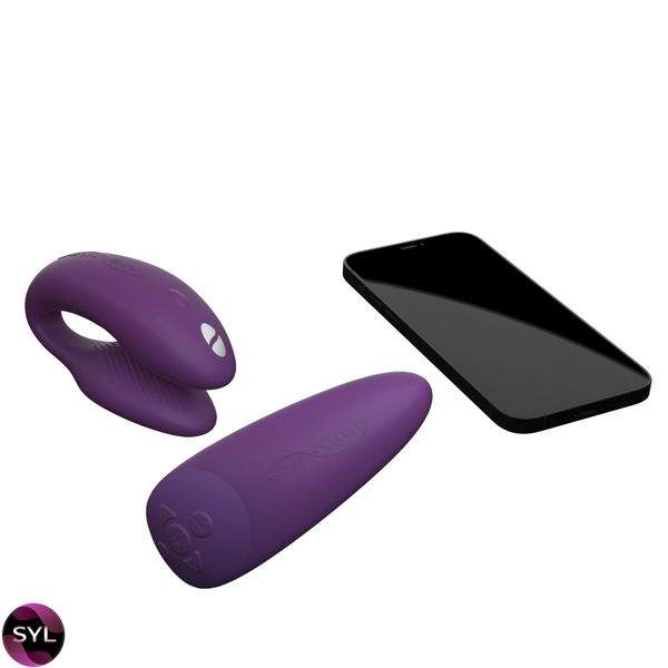 Смарт-вібратор для пар We-Vibe Chorus Purple, сенсорне керування вібраціями стисненням пульта SO6923 SafeYourLove