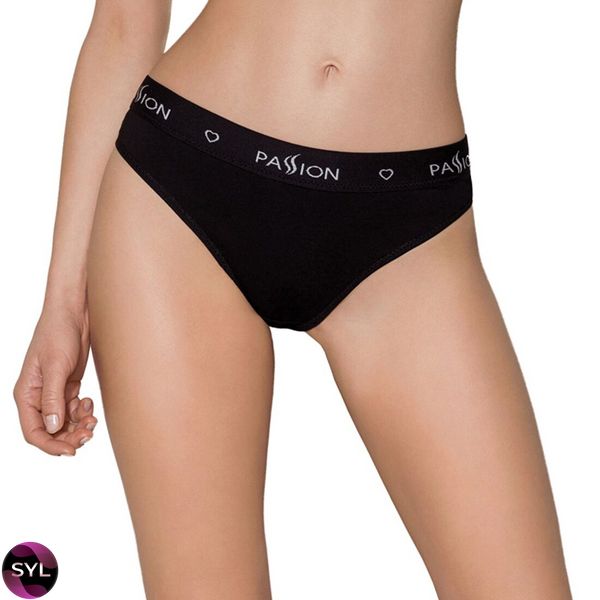 Трусики-слипы из хлопка с эластаном Passion PS004 PANTIES black SO4217 фото