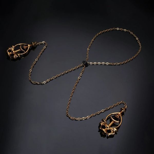 Зажимы для сосков UPKO Pulling Chain Nipple Clamps с цепочкой-ожерельем, золотистые UP866020 фото