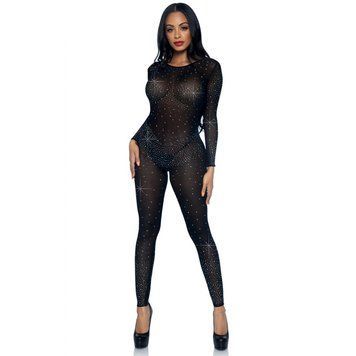 Комбинезон сексуальный Leg Avenue Sheer Rhinestone, XS, со стразами, черный 85636/XS фото