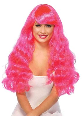 Leg Avenue Neon Star Long Wavy Wig Pink SO7934 SafeYourLove