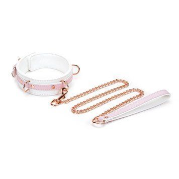 Ошейник с поводком Liebe Seele White & Pink Fairy Goat Leather Collar SX2826 фото