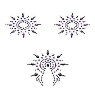 Пэстис из кристаллов Petits Joujoux Gloria set of 3 -/Purple, украшение на грудь и вульву SO3129 фото