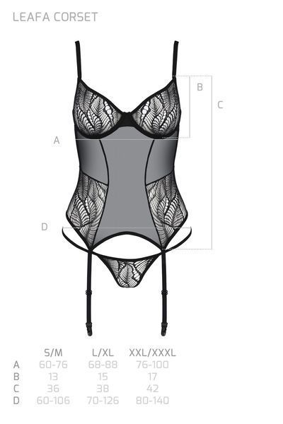 Gorset Passion LEAFA CORSET czarny L/XL - ECO Passion