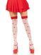 Leg Avenue Polka Dot Mushroom Thigh Highs, One Size, white and, elastic, mushroom pattern, Red