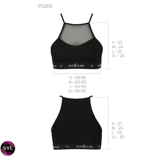 Спортивний топ з прозорою вставкою Passion PS006 TOP black, SO4241 SafeYourLove