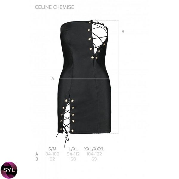 Мінісукня з екошкіри CELINE CHEMISE black — Passion: шнурівка, трусики в комплекті SO6406 SafeYourLove