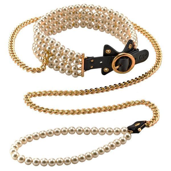Zestaw Guilty Pleasure Pearl BDSM z perłami i złotymi dodatkami, 7 element&oacute;w