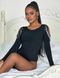 Black bodysuit with long sleeves Star Night and chain tassels, L