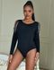 Black bodysuit with long sleeves Star Night and chain tassels, L