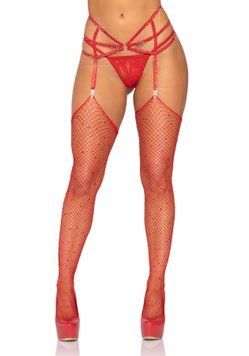 Пояс для панчіх Leg Avenue Rhinestone garterbelt Red One Size SO9143 SafeYourLove