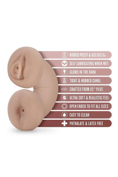 Blush Enlust Tasha Podświetlany masturbator waginy i odbytu, Beige