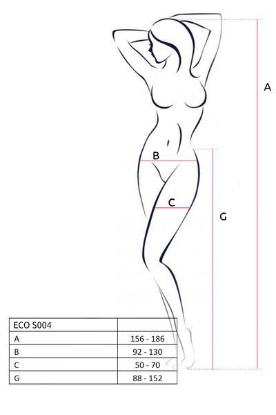 Rajstopy erotyczne-bodystocking Passion ECO S004, majtki zamknięte, dekoracje, podwiązki, kolor Black