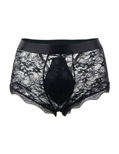 Sexy Black Lace Star Night Briefs for Men, S