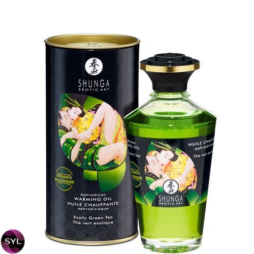 Органічна розігрівальна олія Shunga Aphrodisiac Warming Oil – Exotic green tea (100 мл) без цукру SO2503 SafeYourLove