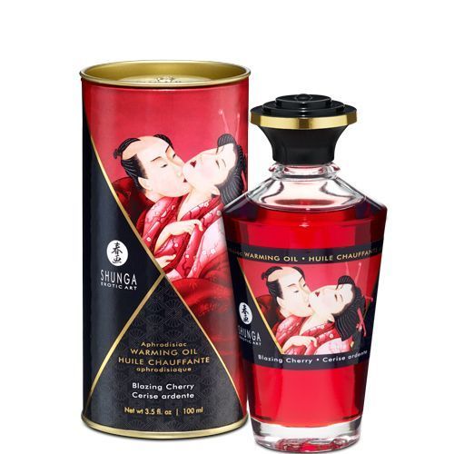 Разогревающее масло Shunga Aphrodisiac Warming Oil - Blazing Cherry (100 мл) без сахара, вкусный SO2493 фото