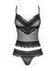Translucent set with jewelry Obsessive Ivannes top & thong, size 2XL/3XL