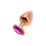 Металева анальна пробка Wooomy Tralalo Rose Gold Metal Plug Magenta S, діаметр 2,8 см, довжина 7 см SO7429 SafeYourLove